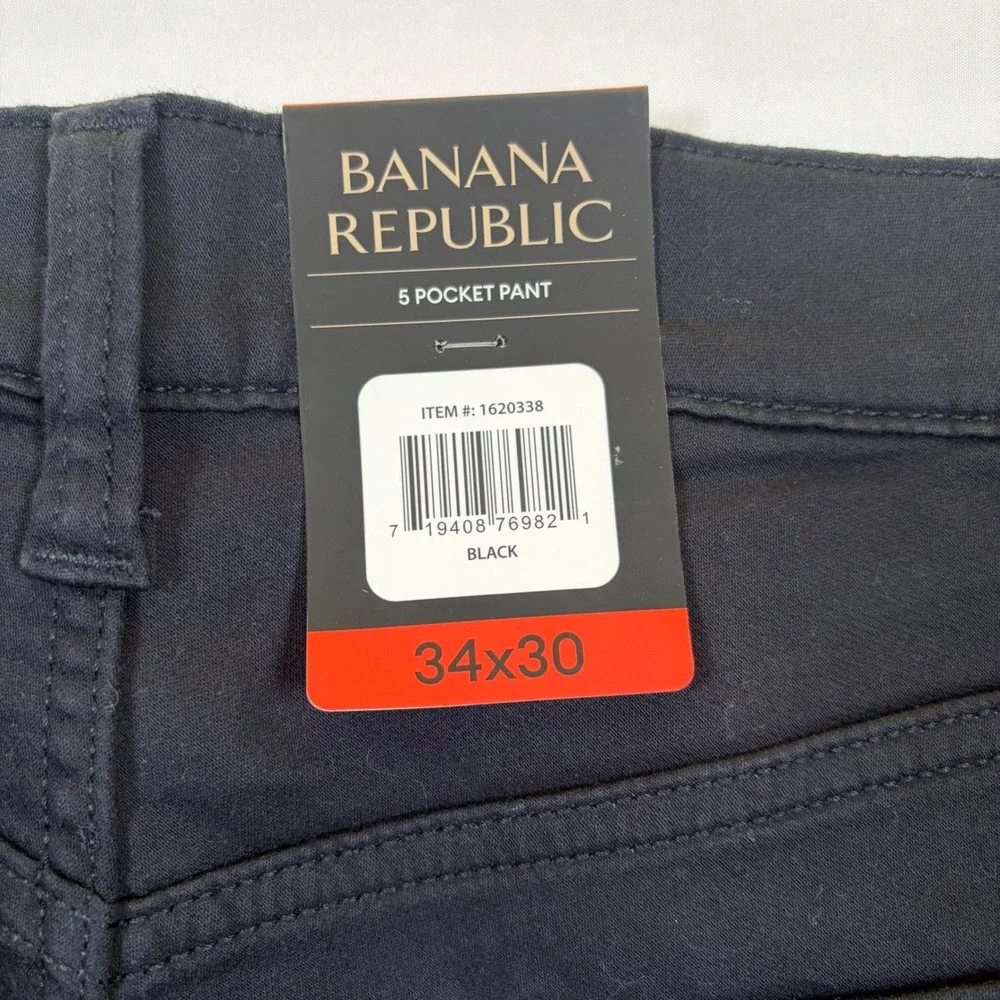 Banana Republic Mens 5 Pocket Pant Black Straight Leg 34x30 NWT 1620338